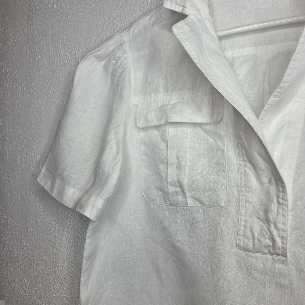 Sundance White V-Neck Short Sleeve Blouse - Picture 5 of 12